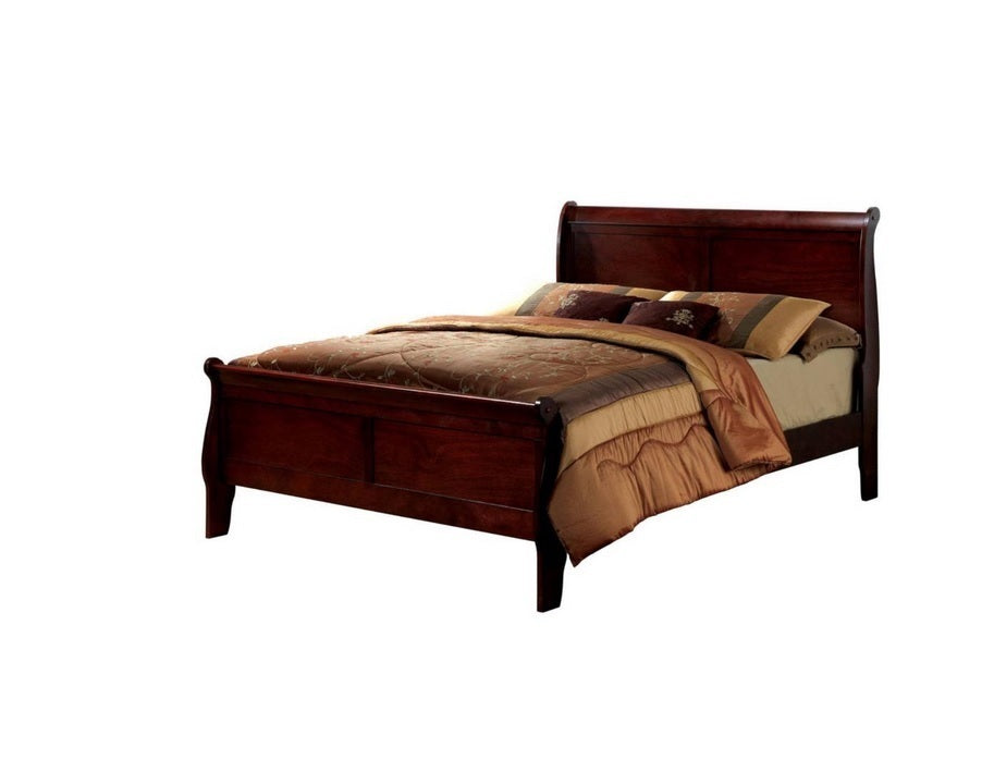 Eastern King Size Bed Cherry Louis Phillipe Solidwood 1pc Bed Bedroom Sleigh Bed