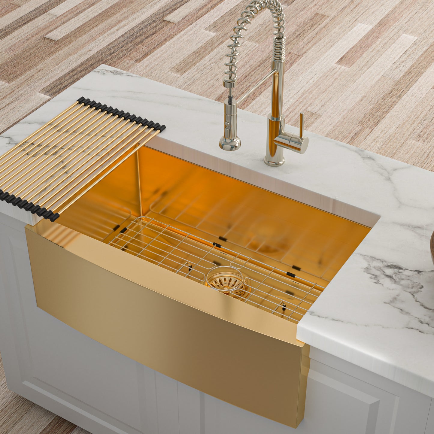 Golden 30-Inch Stainless Steel Farmhouse Kitchen Sink