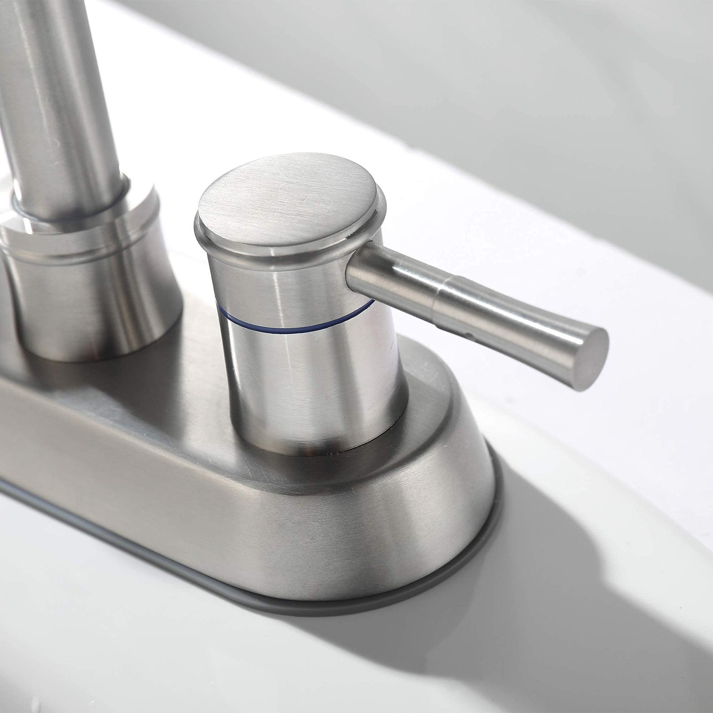 High Arc Stainless Steel Bathroom Faucet Set with Brushed Nickel Finish and Pop-Up Drain