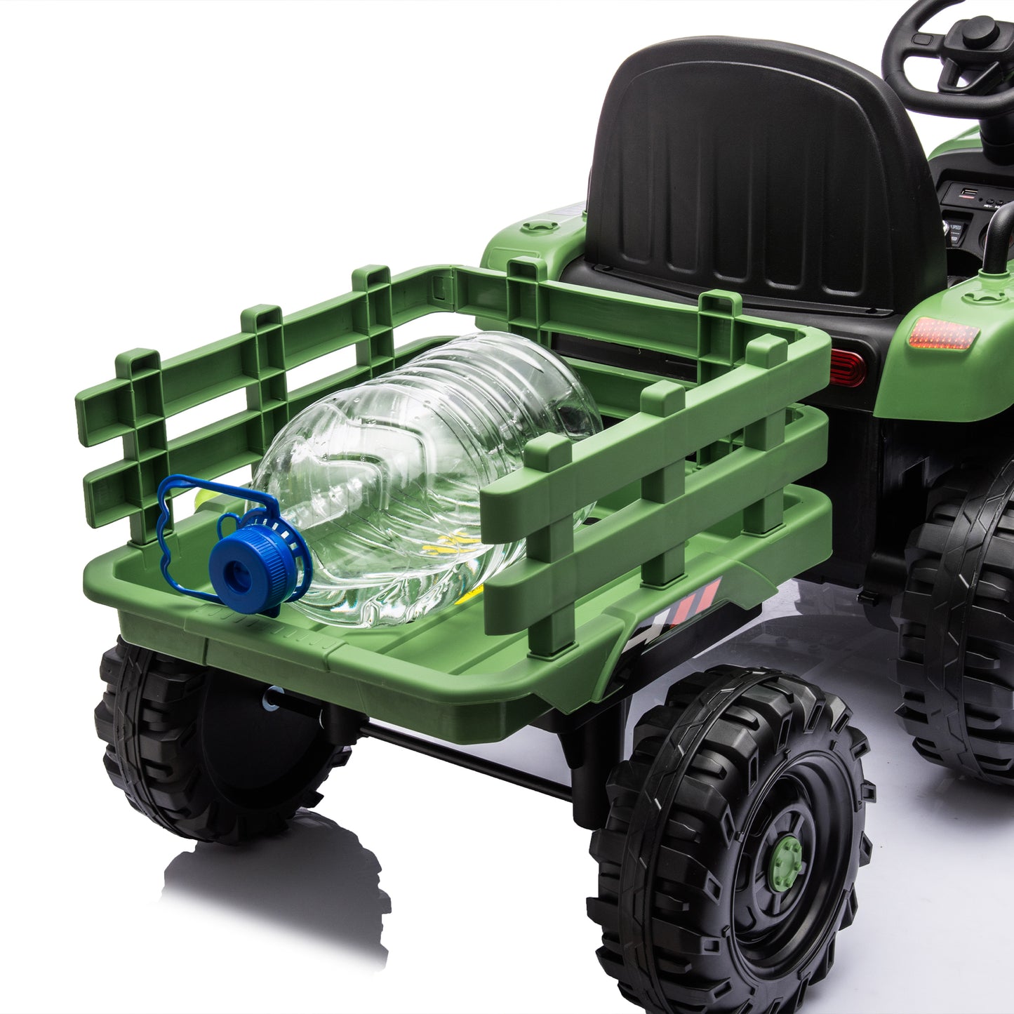 Electric Ride-On Tractor with Trailer, 12V Battery Powered Toy Car for Kids with Remote Control