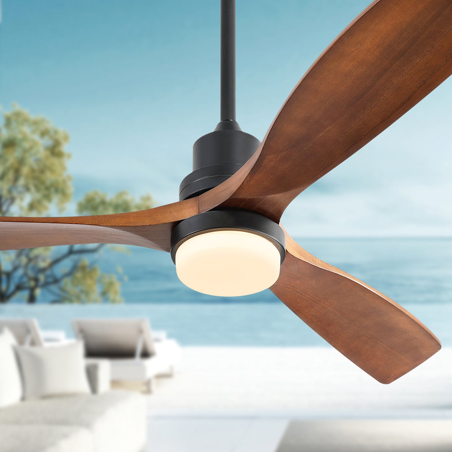 52-Inch Modern Ceiling Fan with Light and Remote - Energy-Efficient Reversible DC Motor