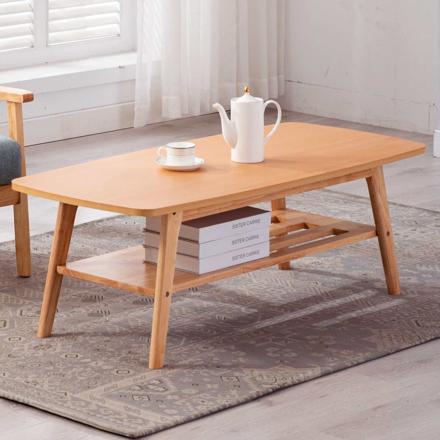 Bahamas Light Oak Coffee Table with Solid Wood Legs