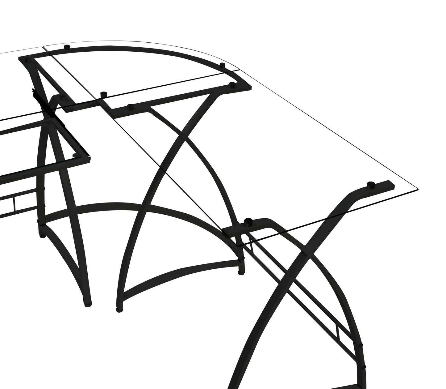 Dazenus Glass-Top L-Shaped Computer Desk in Black Finish