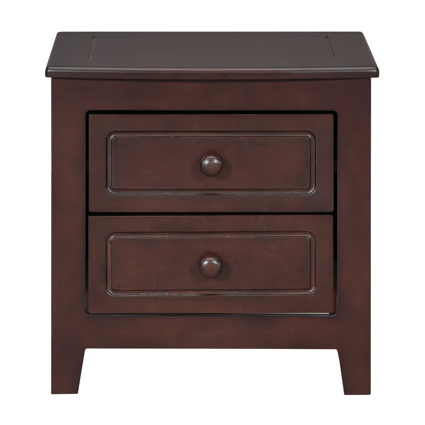 2-Drawer Nightstand for Bedroom, Mid Century Retro Bedside Table with Classic Design,Dark Walnut