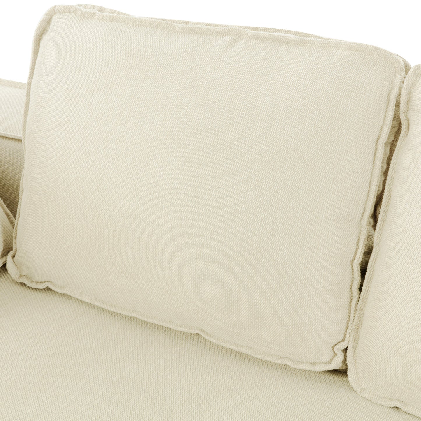 Stylish Beige Chaise Lounge Sofa with High-Density Foam and Chenille Fabric