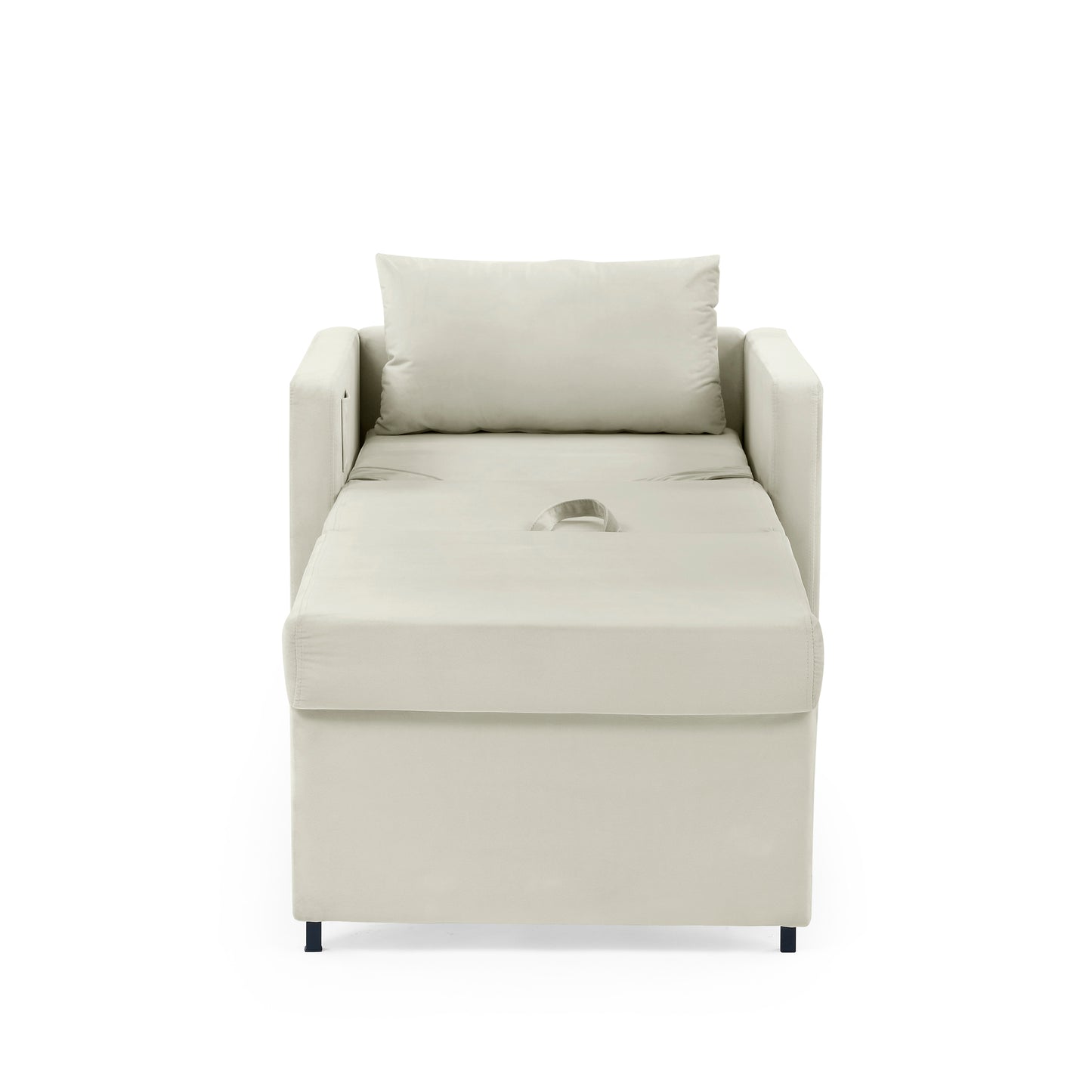 Sofa Bed Chair 2-in-1 Convertible Chair Bed, Lounger Sleeper Chair for Small Space with One Pillow, Beige Velvet