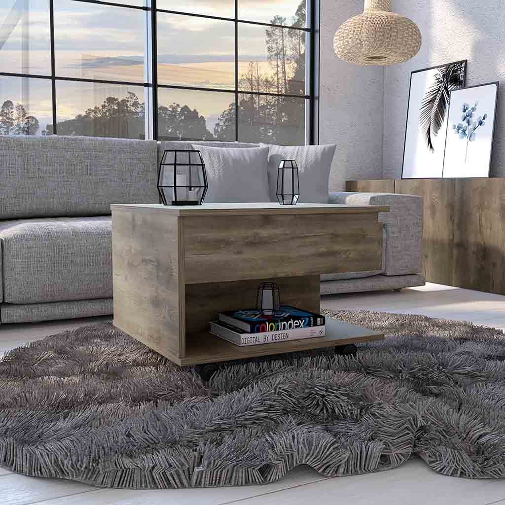 Elevate Dark Brown Lift Top Coffee Table with Casters