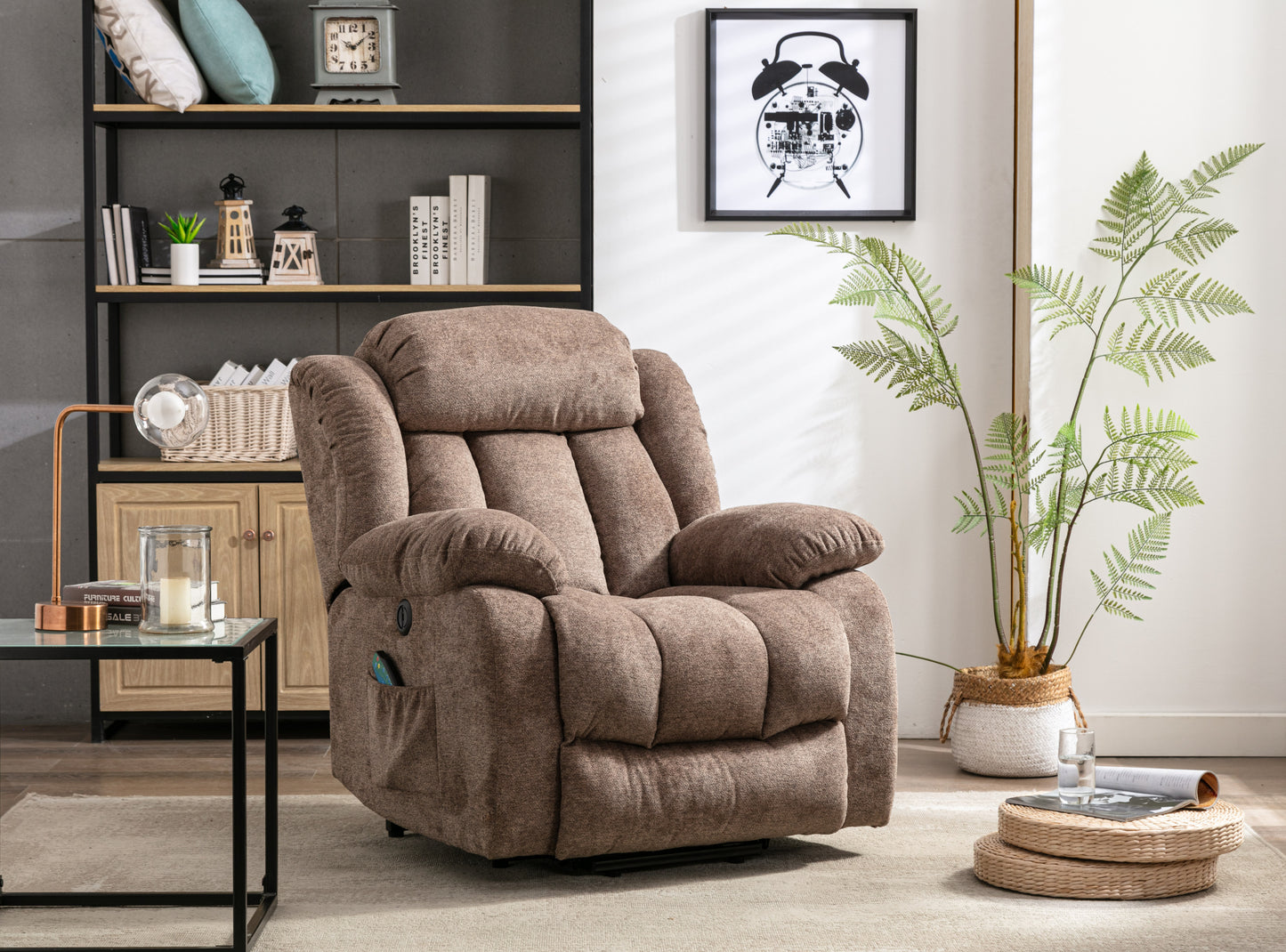 Comfort Plus Brown Power Lift Recliner Chair with Heat & Massage for Seniors and Heavy-Duty Support