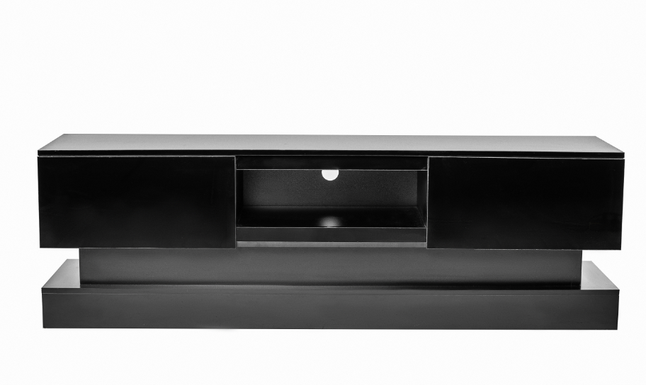 51.18in Black LED TV Stand with High Glossy Front Cabinet