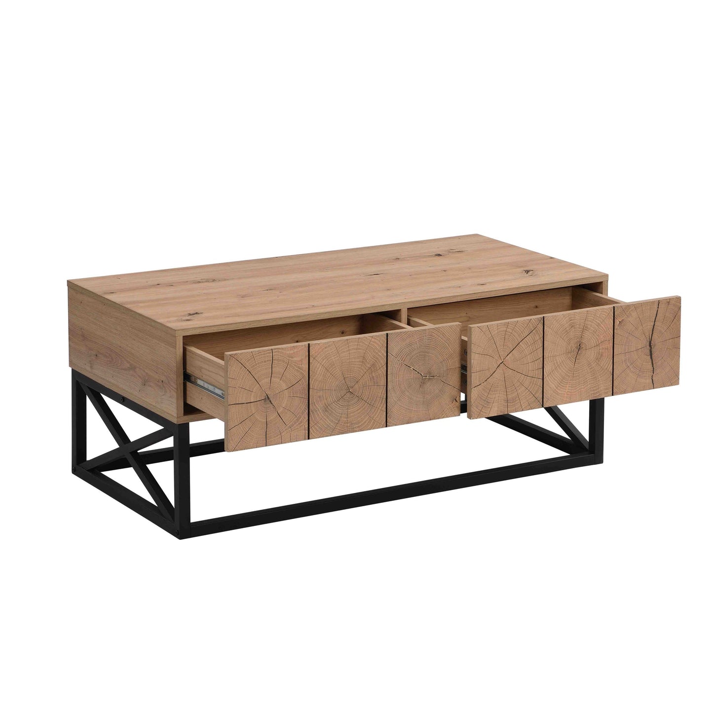 Luxurious 43.31'' Coffee Table with Dual Drawers for Living Room, Bedroom & Office