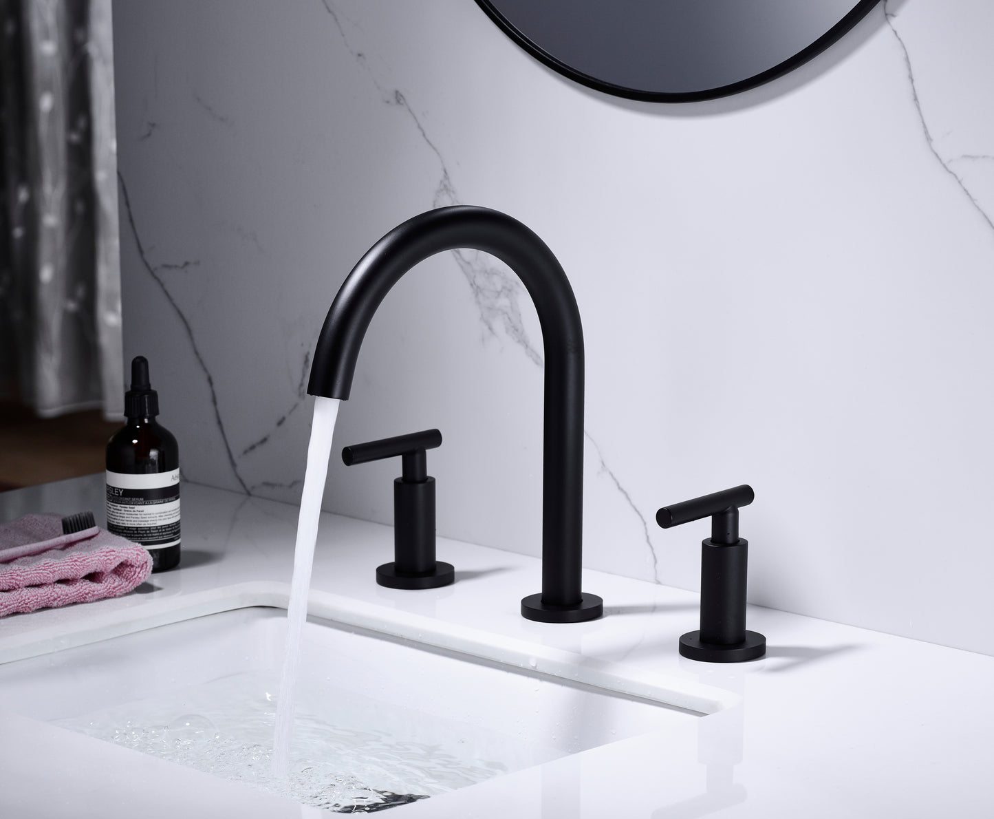 Elegantly Crafted Matte Black Bathroom Sink Faucet with Rotatable Spout