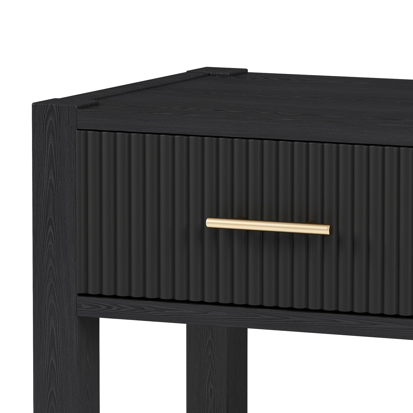 Wooden Nightstand with a Drawer and an Open Storage,End Table for Bedroom, Black