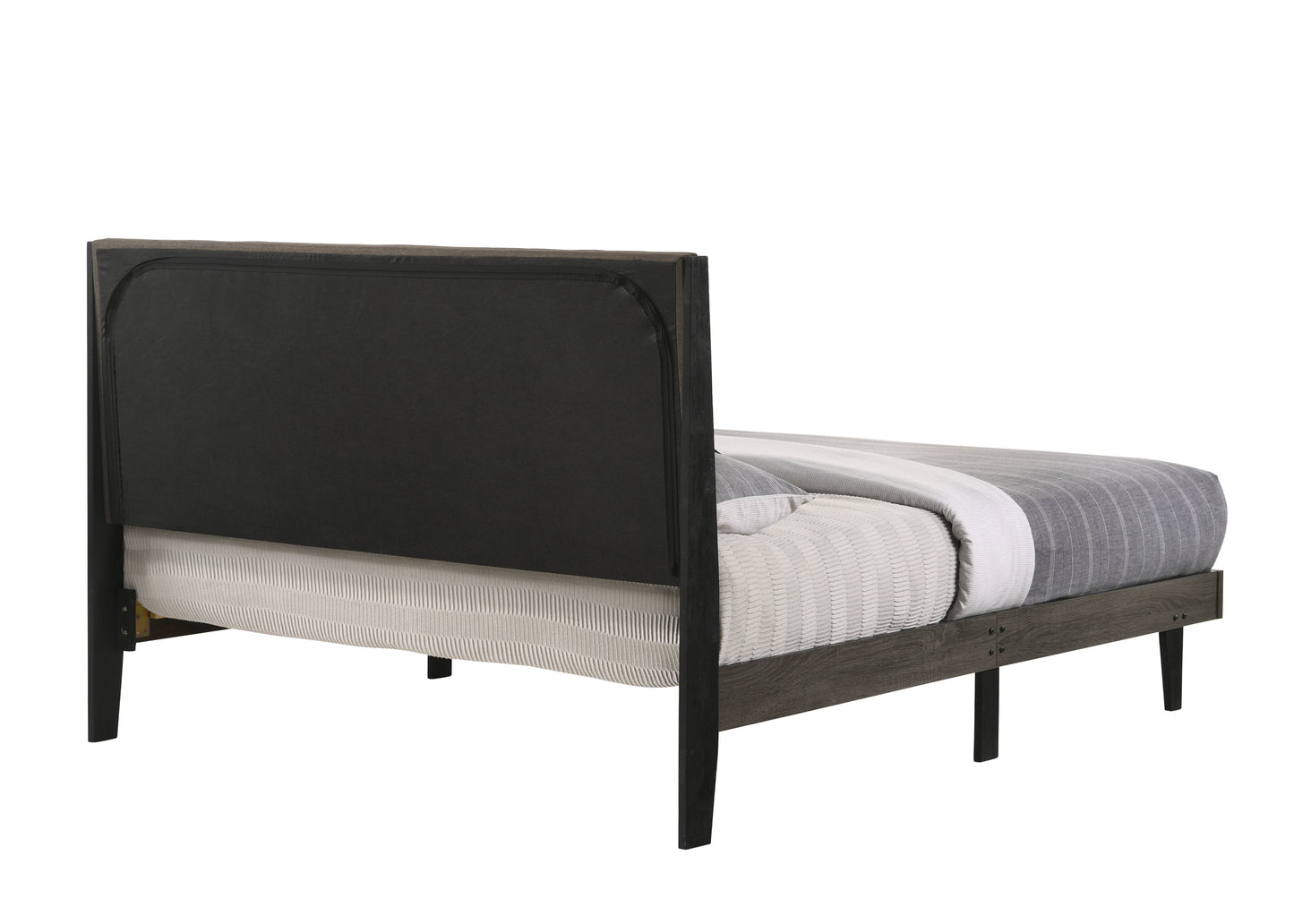 Valdemar Queen Bed, Brown Fabric & Weatheted Gray Finish BD00571Q