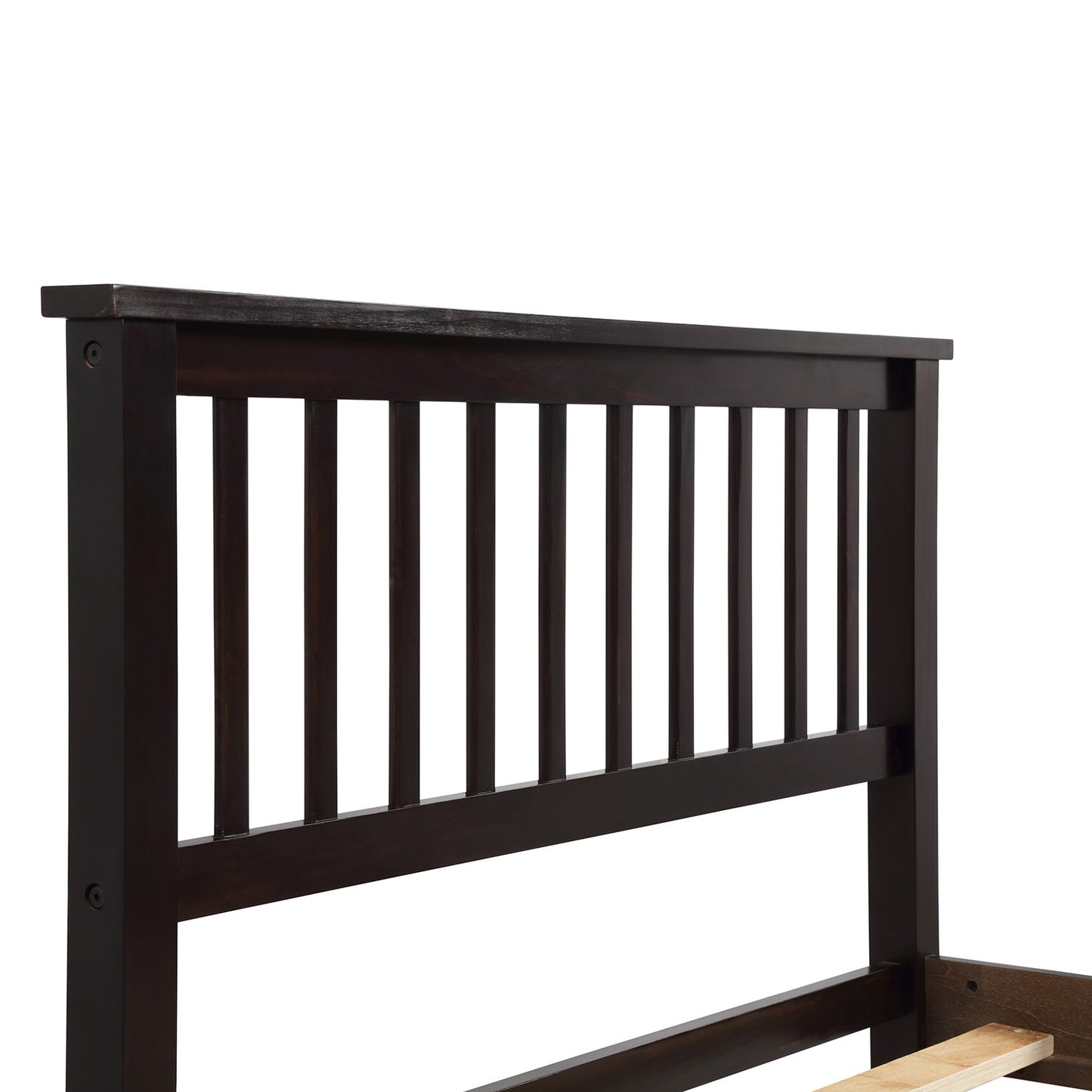 Wood Platform Bed Twin Bed with Headboard and Footboard (Espresso)