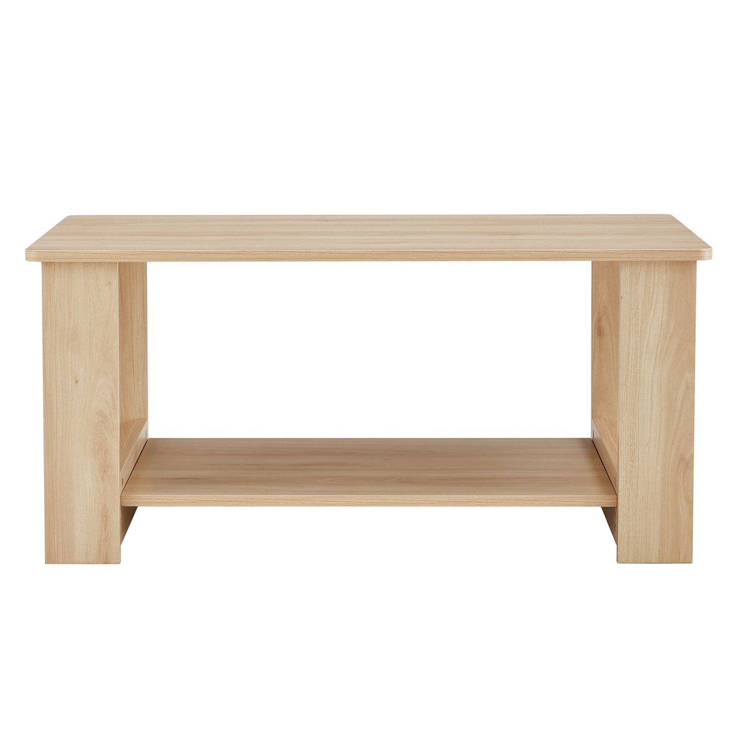 Log Colored Double Layered Rectangular Coffee Table