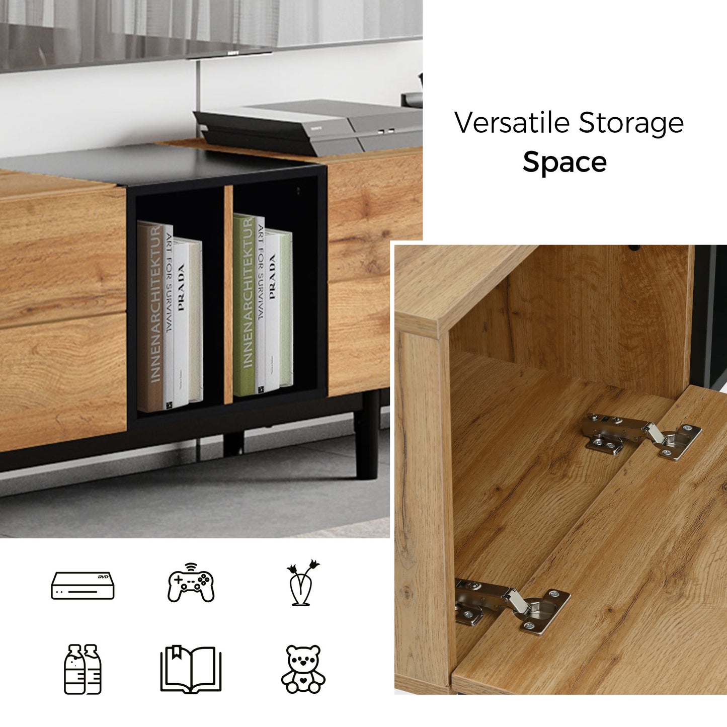 Stylish 80'' TV Stand with 3 Doors and Large Storage Cabinet for Modern Living Room