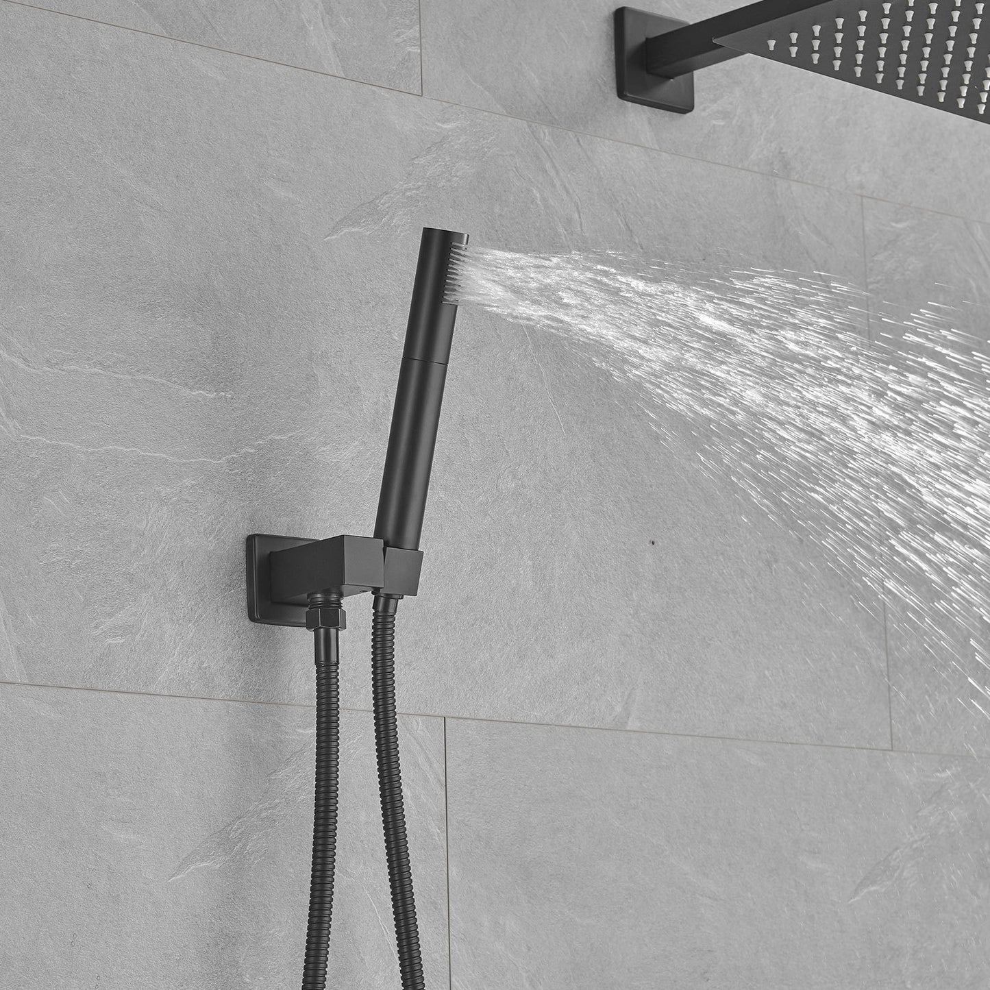 Elegant Matte Black High Pressure Shower Faucet with 2-Spray Options and 12 Shower Head (Valve Included)