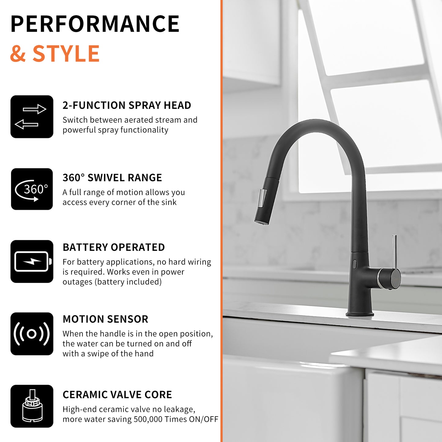 Touchless Kitchen Faucet,Hands Free Automatic Smart Kitchen Faucet