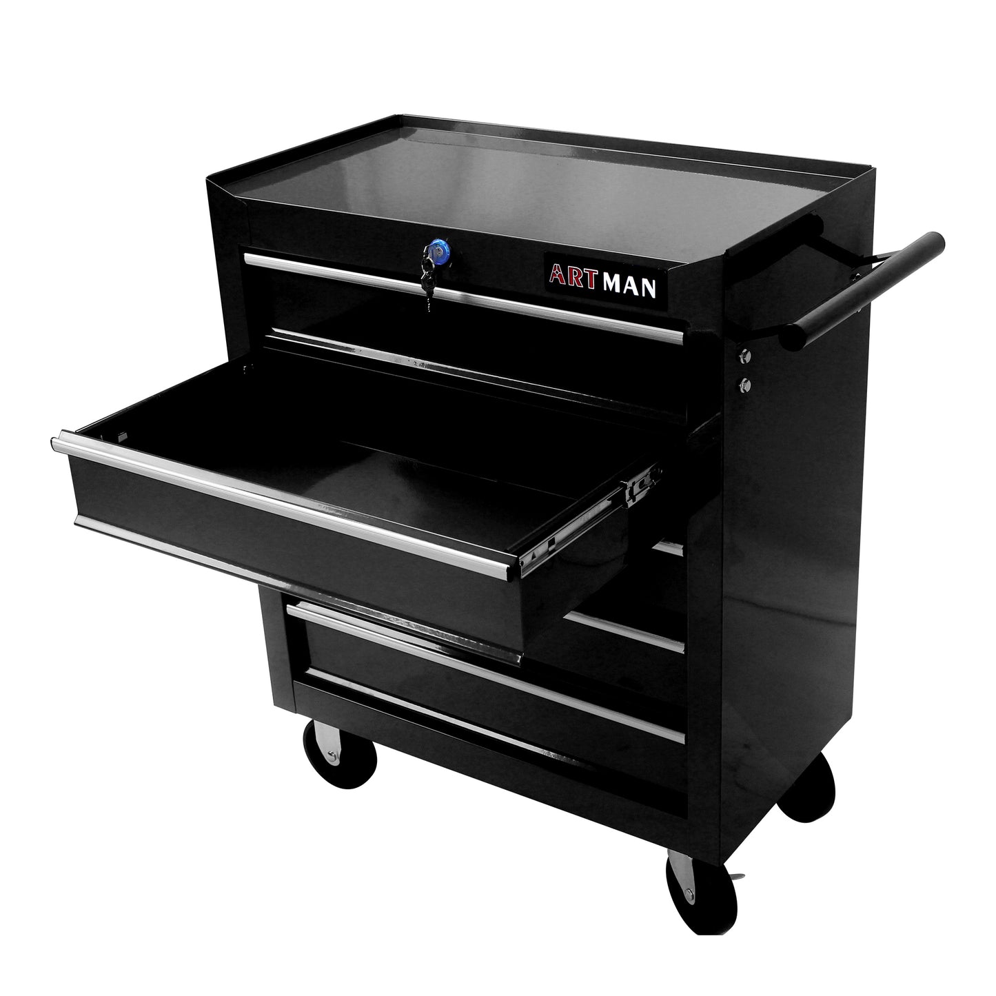 5 DRAWERS MULTIFUNCTIONAL TOOL CART WITH WHEELS-BLACK