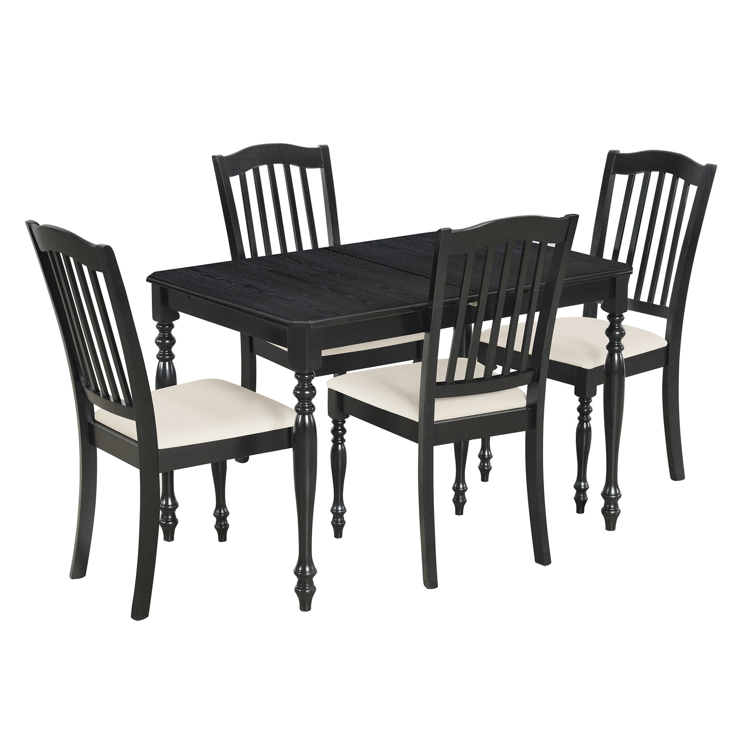 Mid-Century 5-Piece Extendable Dining Table Set Kitchen Table Set with 15inch Butterfly Leaf for 4, Espresso