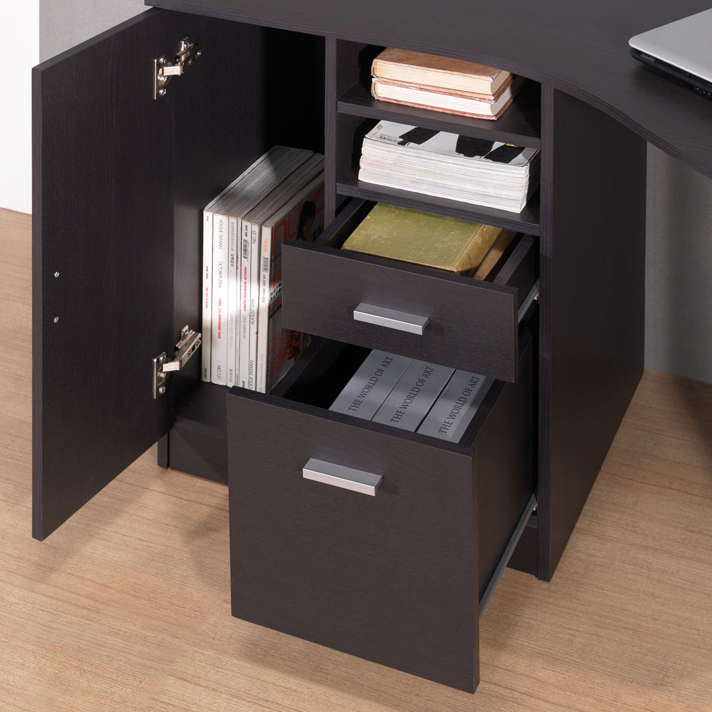 Timeless Espresso Office Desk with Abundant Storage Options