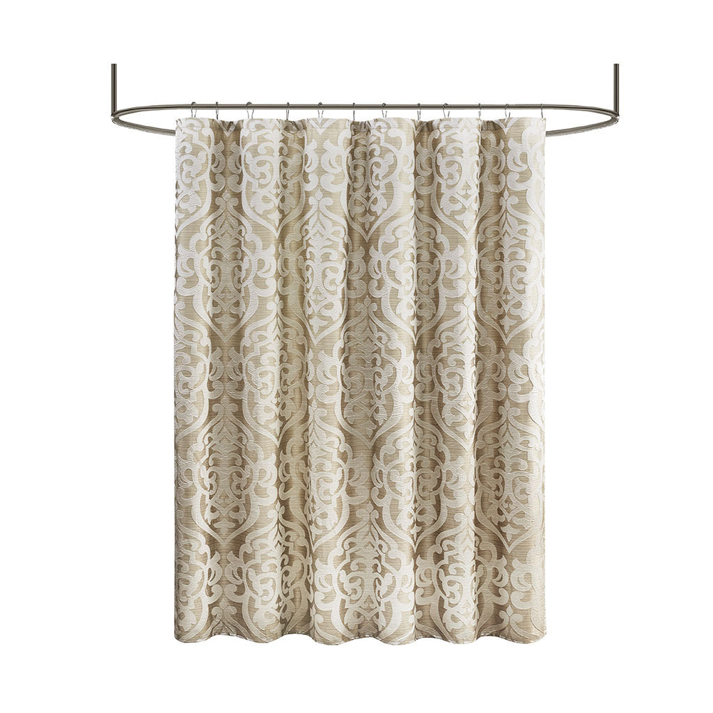 Elegant Ivory Damask Shower Curtain