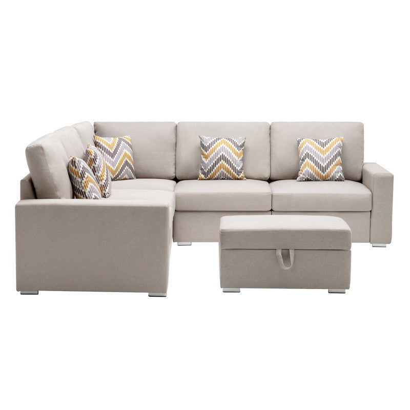 Elevate Your Living Space with the Nolan Beige Linen Fabric 6Pc Reversible Sectional Sofa