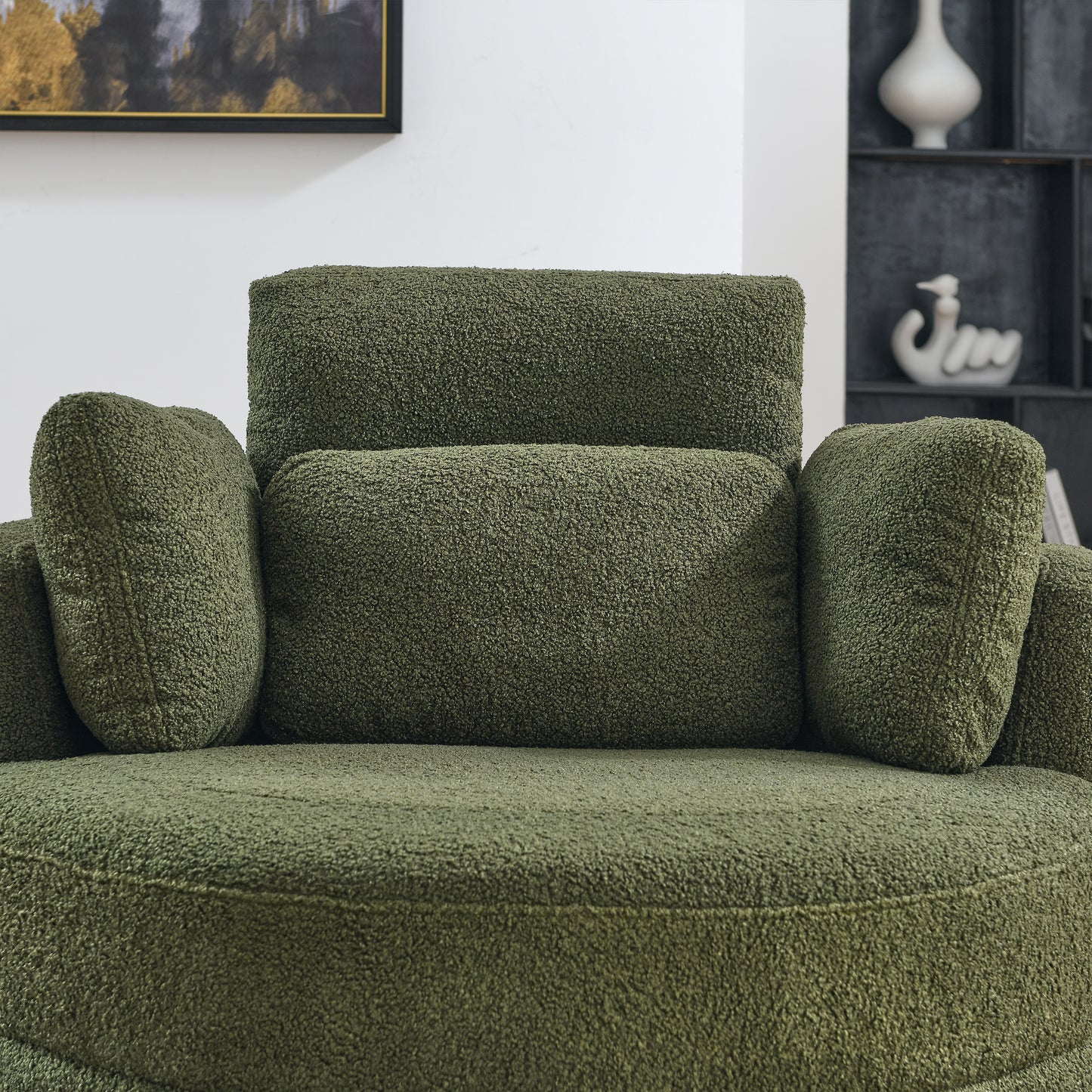 Oversized Swivel Chair with Ottoman and Pillows