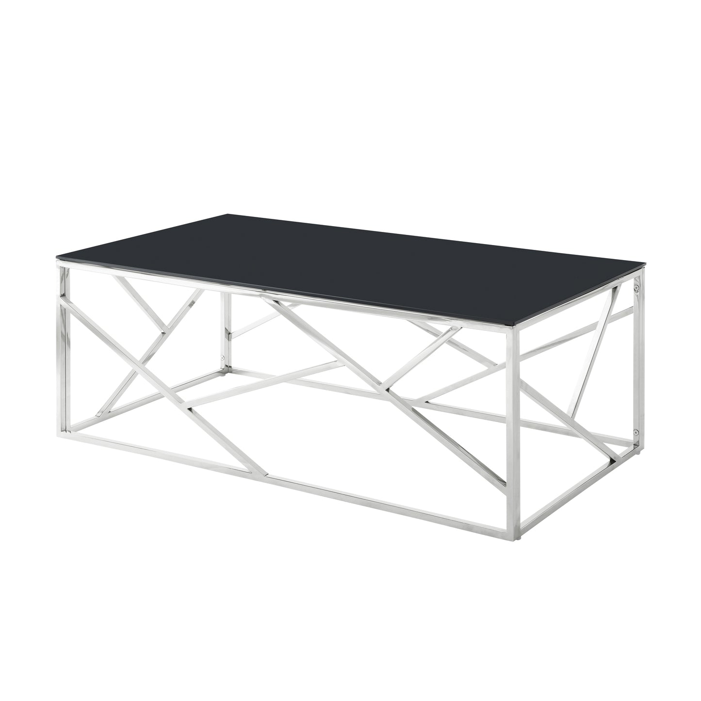 Sleek Black Glass and Chrome Coffee Table for Modern Living Spaces