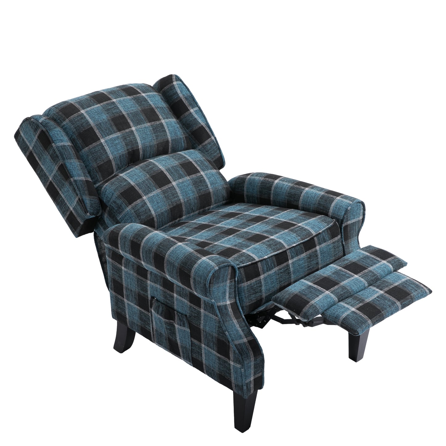 Vintage Armchair Sofa Comfortable Upholstered leisure chair / Recliner Chair for Living Room(Blue Check)