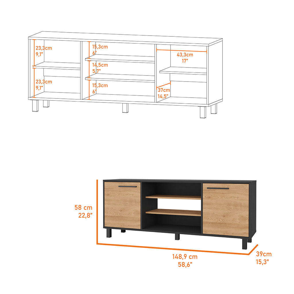 Washington TV Stand with 7 Cubby Storage Space for TVs Up to 65''