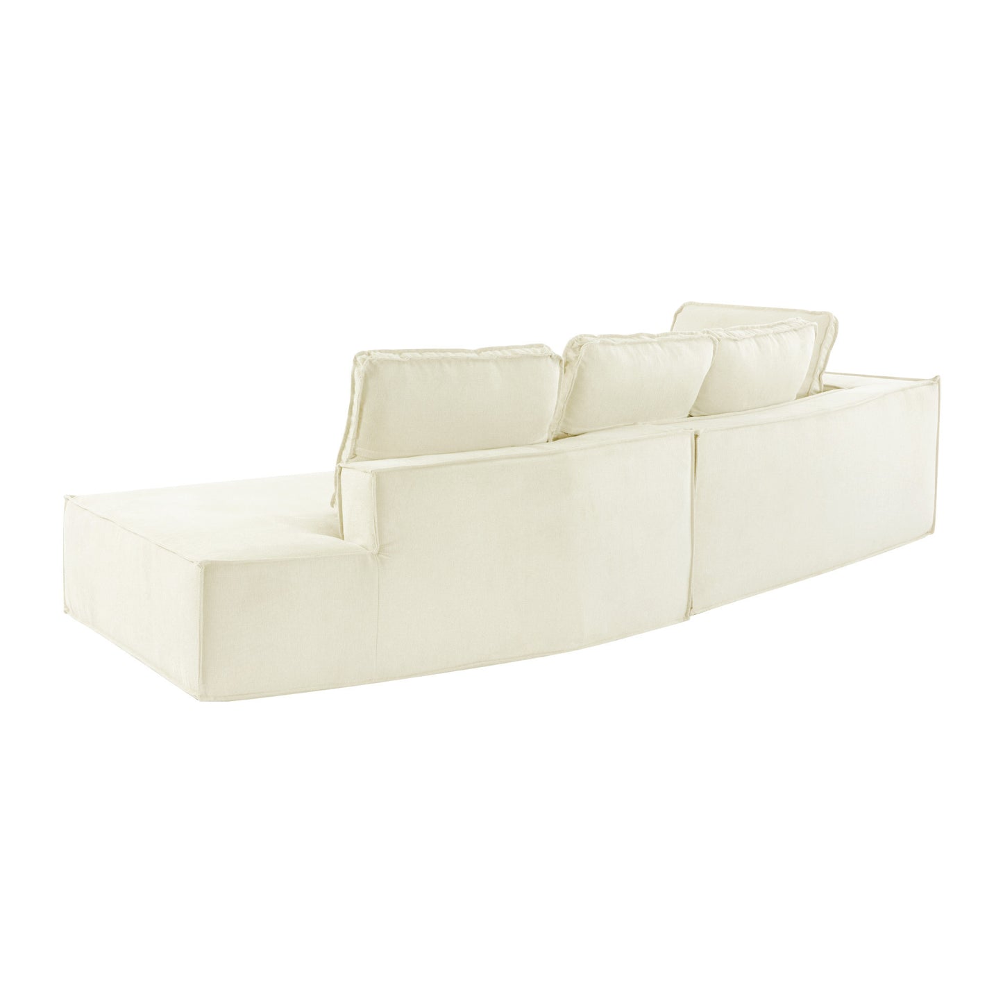 Stylish Beige Chaise Lounge Sofa with High-Density Foam and Chenille Fabric