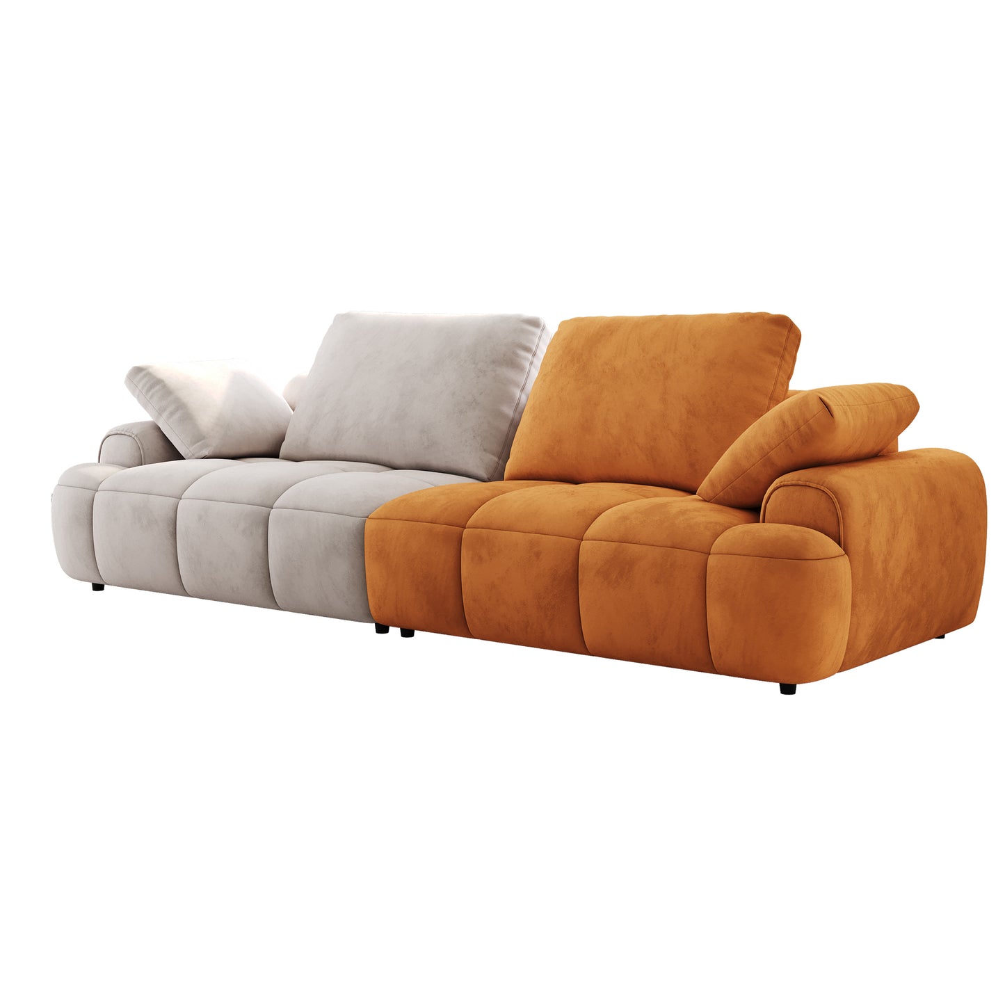 86.6″ Modern Beige and Yellow Upholstered Sofa with Two-Seat Capacity