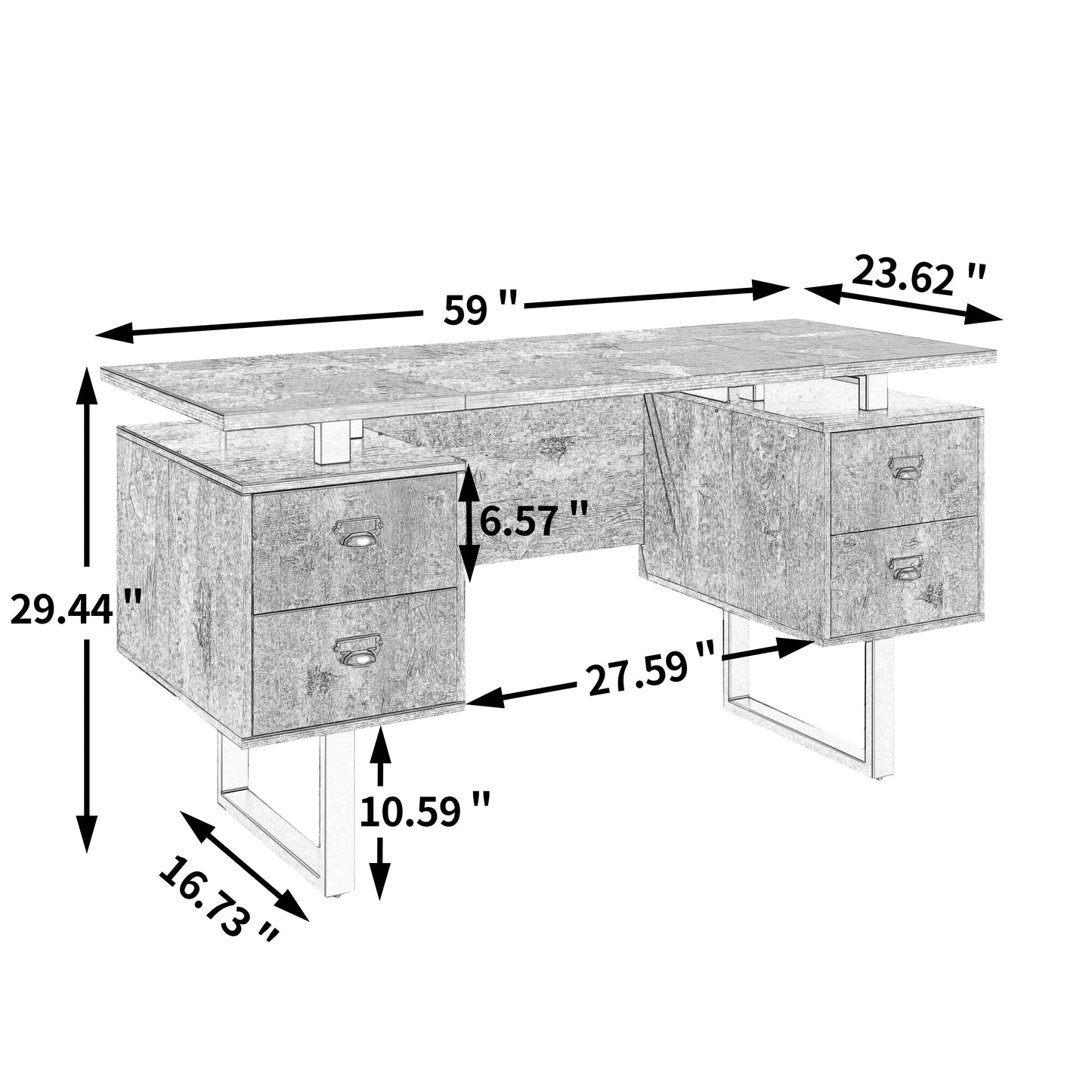 Elegant Walnut Desk for Home Office with 4 Drawers