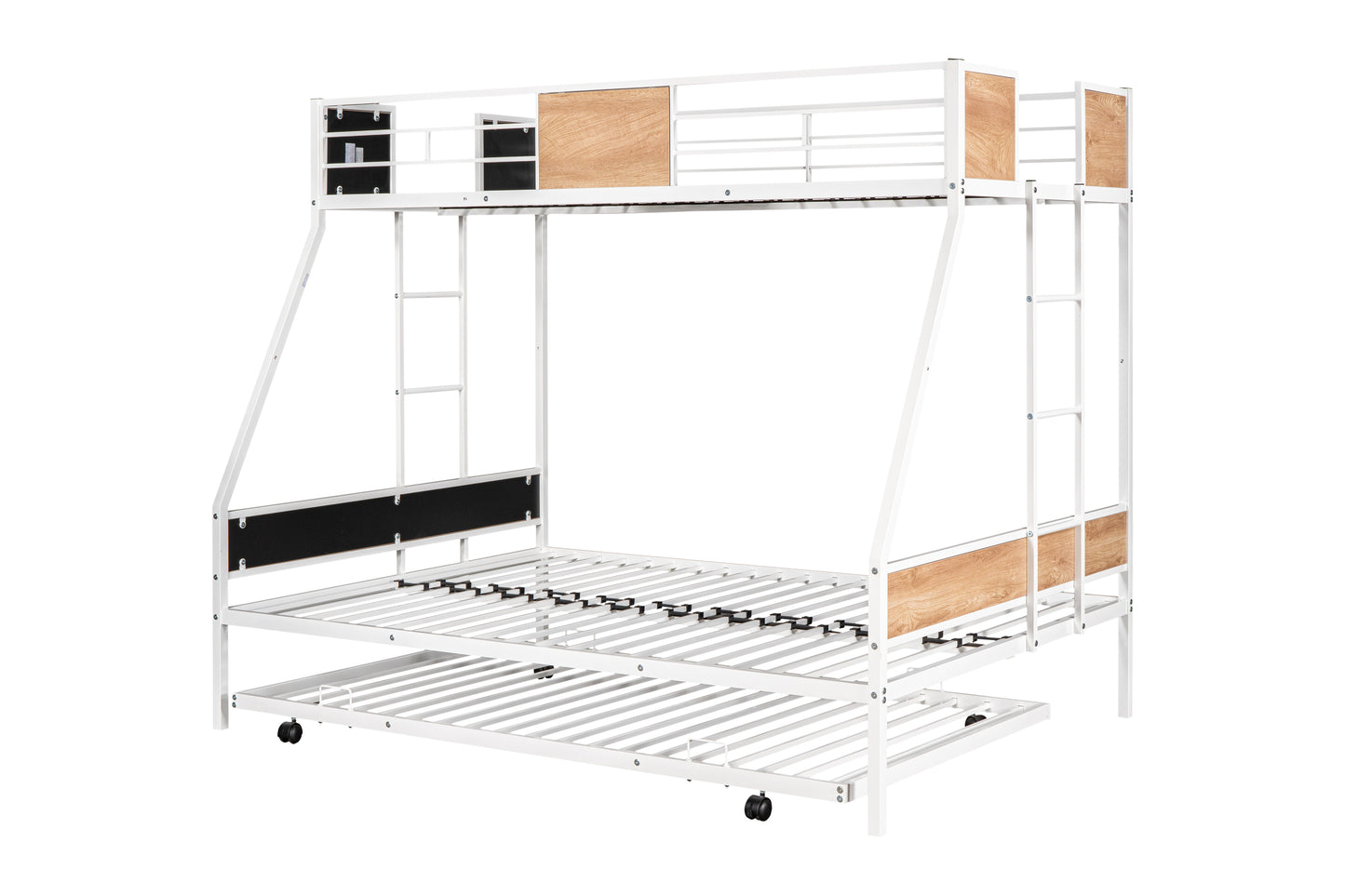 Metal Twin over Full Bunk Bed with Trundle and Safety Features