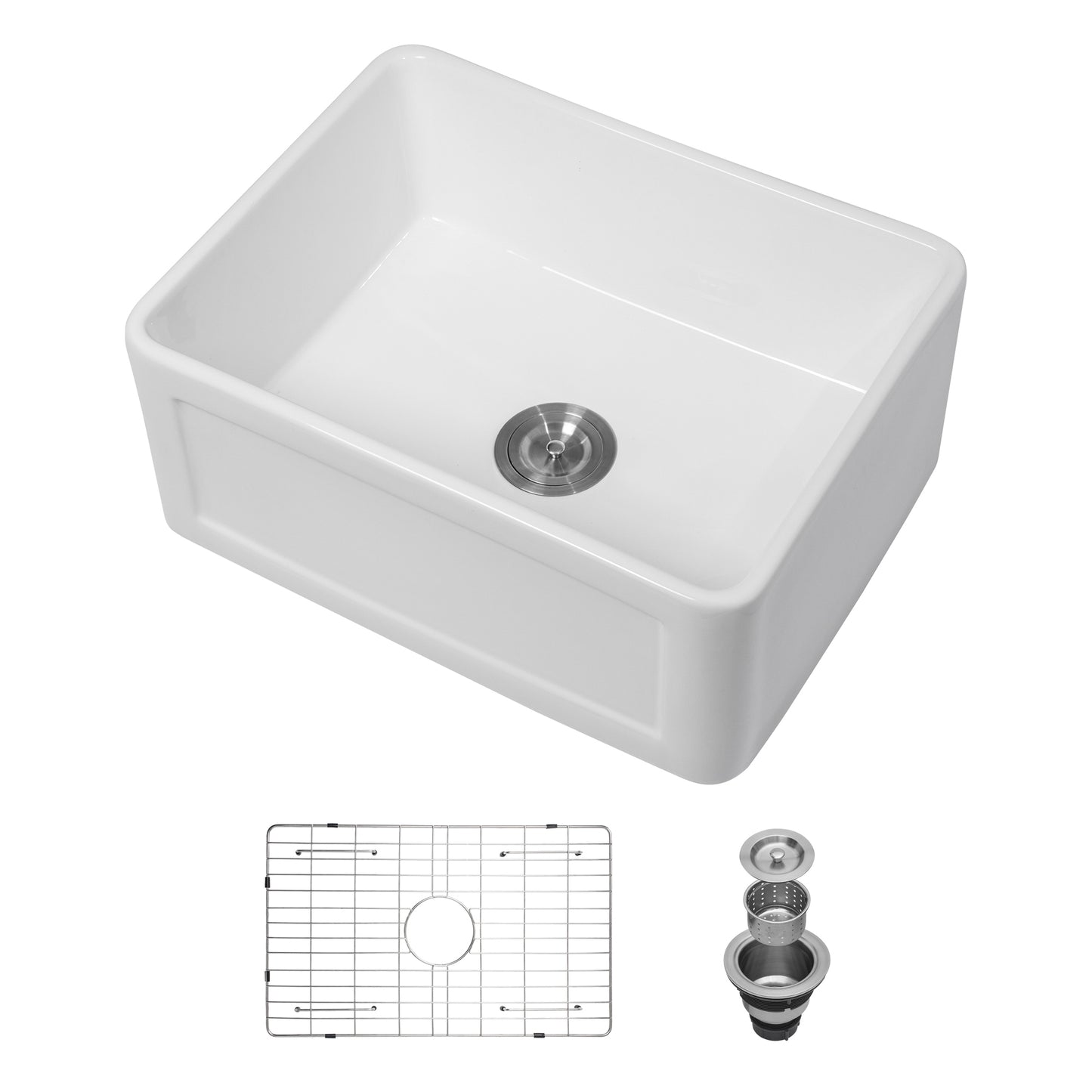 24-inch Reversible Ceramic Kitchen Sink with Superior Durability