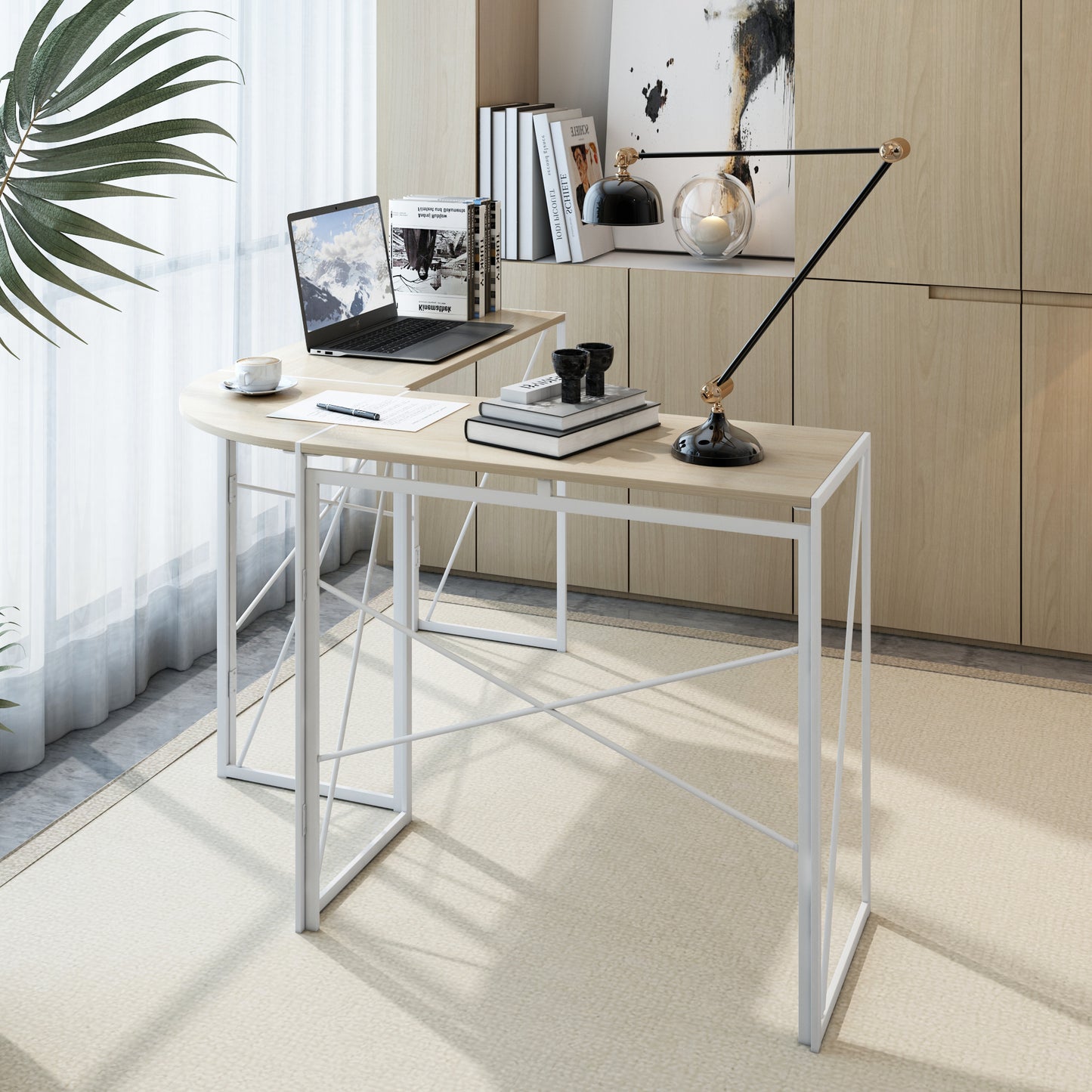 Contemporary White L-Shaped Workstation Desk