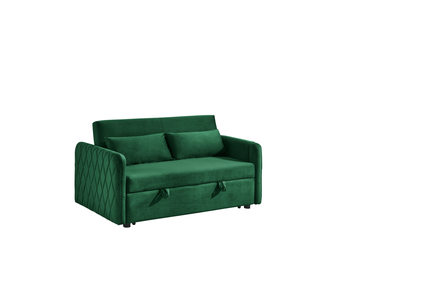 Modern 55 Velvet Convertible Sofa Bed with Adjustable Backrest and Arm Pockets