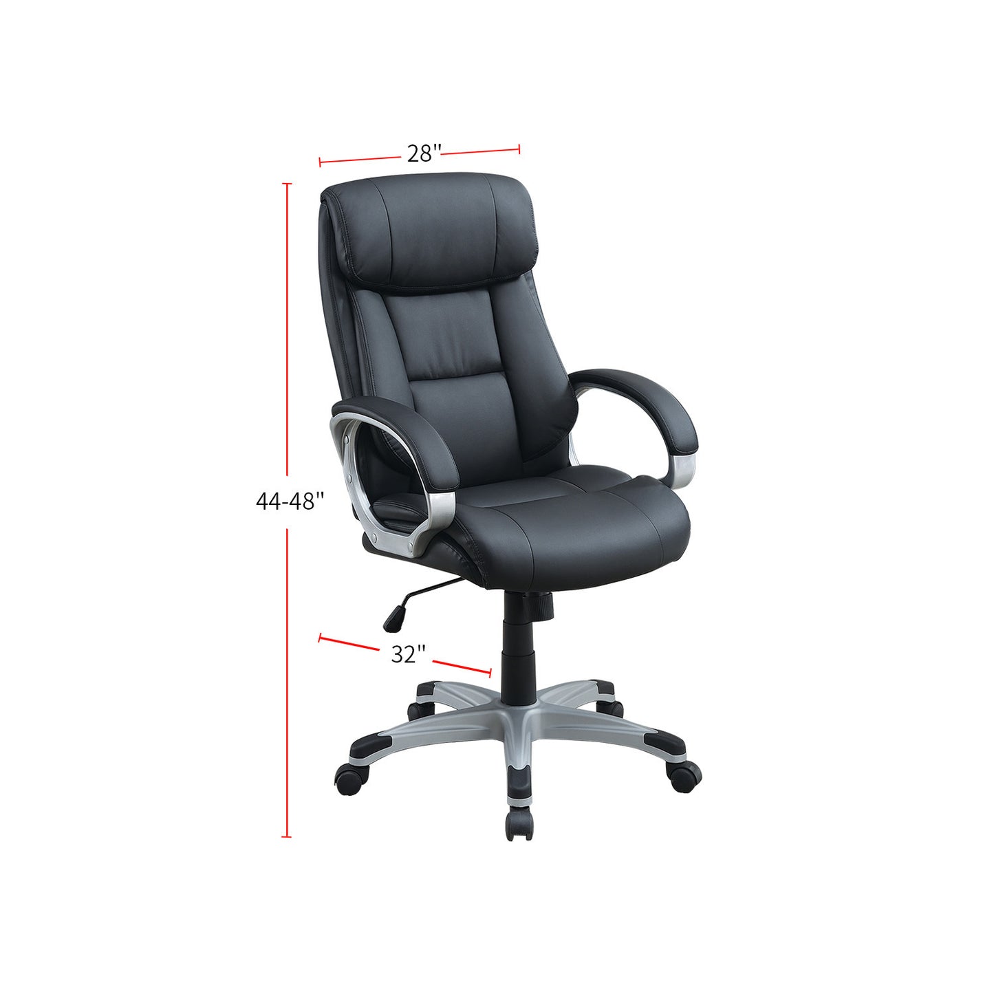 Adjustable Height Office Chair with Padded Armrests, Black