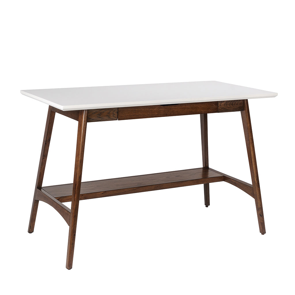 Parker Writing Desk with Off-White Finish and Pecan Wood Base