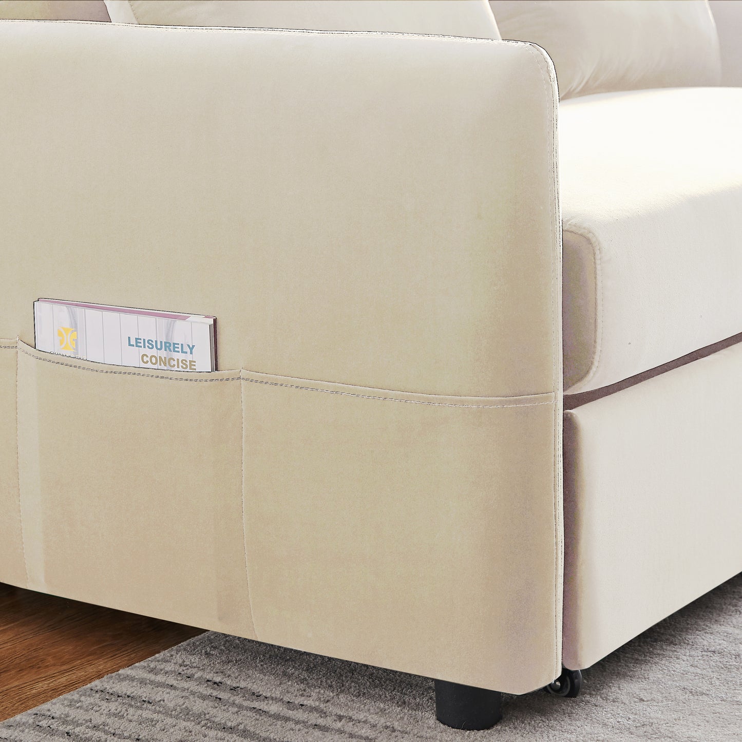 Beige Leisure Love Sofa with Convertible Design