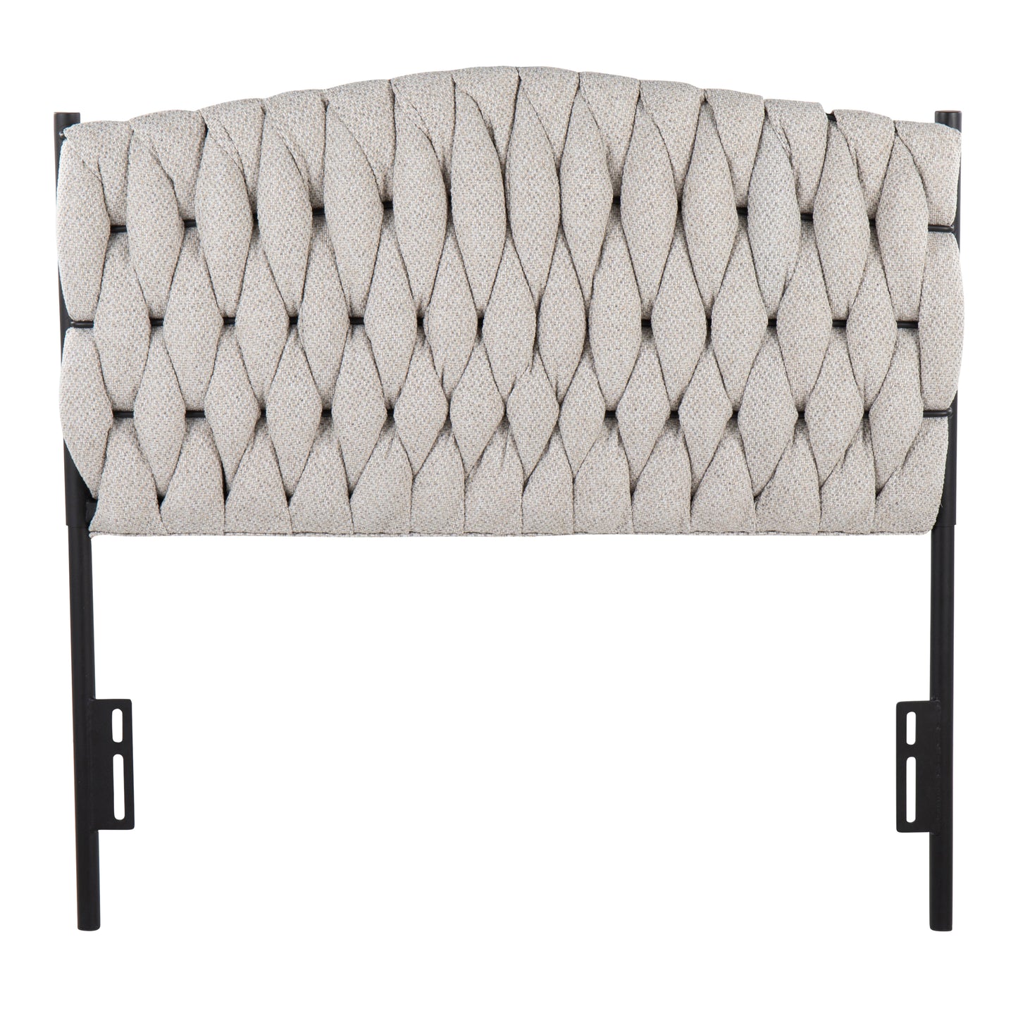 Braided Matisse Twin Size Headboard in Black Metal and Cream Fabric by LumiSource