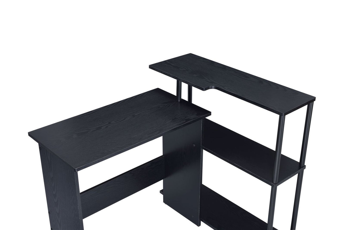 Ievi Black Industrial Writing Desk with Low Bookshelf