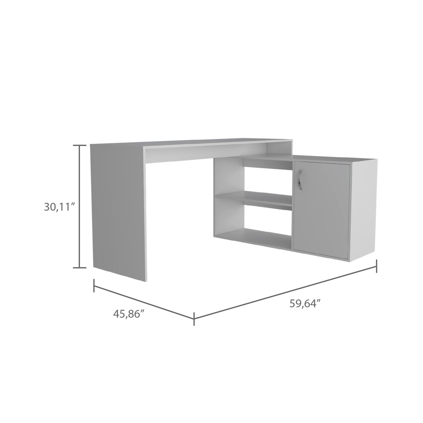 White L-Shaped Office Desk with Ample Storage Space and Functional Design