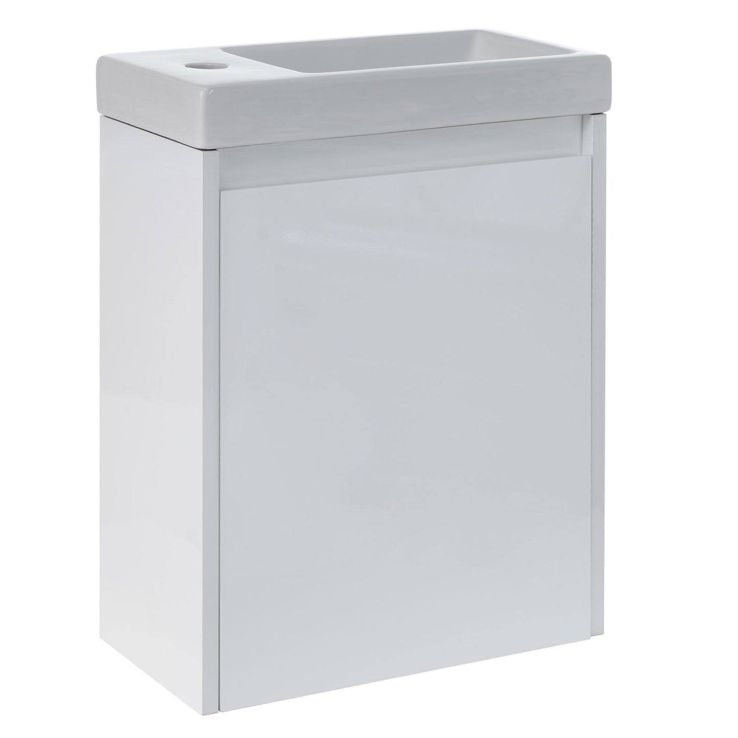 Modern 16-Inch White Bathroom Vanity Cabinet with Soft-Close Doors - Easy Assembly, Versatile Installation