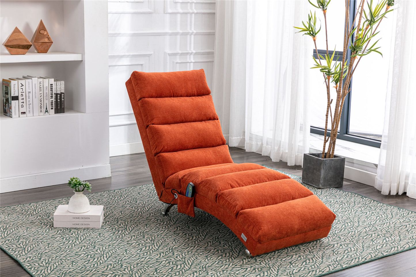 Linen Chaise Lounge Indoor Chair, Modern Long Lounger for Office or Living Room