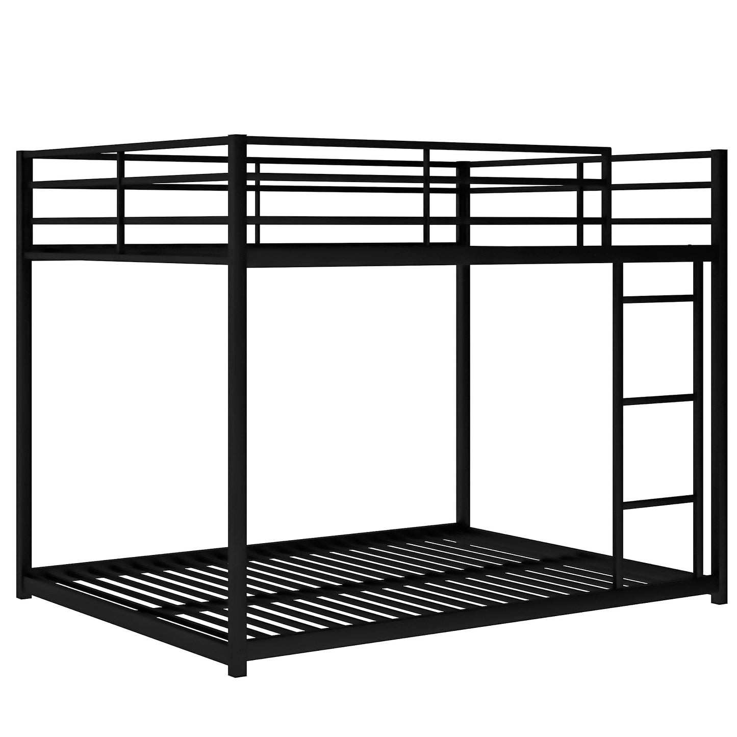 Modern Black Metal Bunk Bed with Full over Full Design