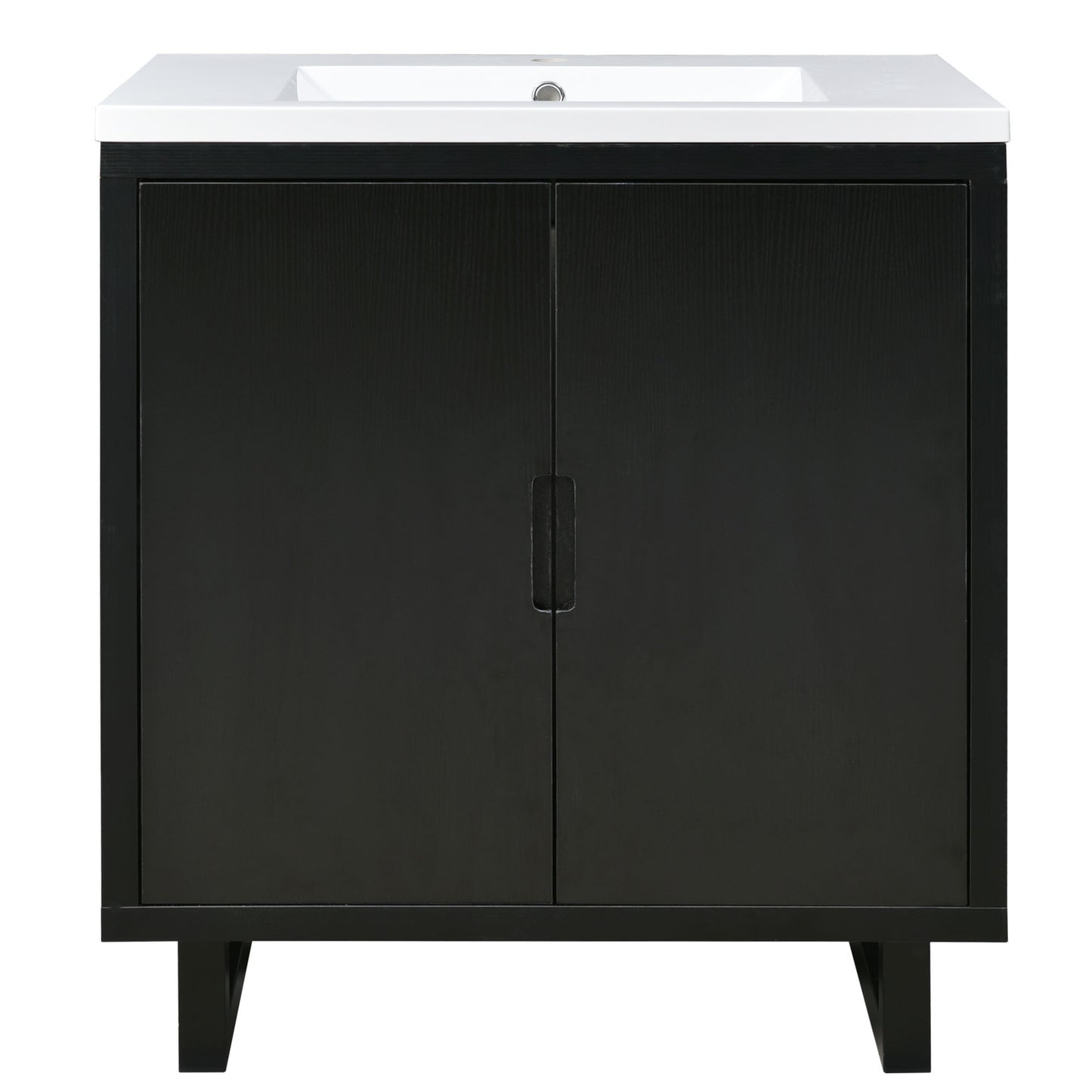 [Cabinet Only] 30" Bathroom vanity, black(Sink not included)