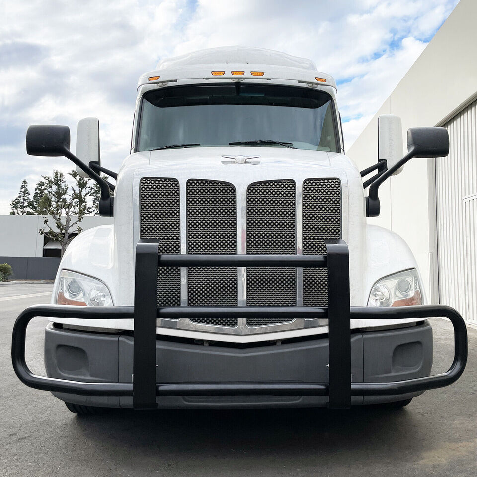 Black Iron Integrated Deer Guard Bumper for Freightliner, Volvo, Kenworth, and Peterbilt