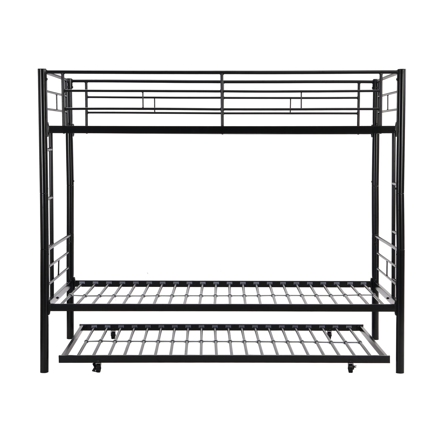 Versatile Twin Bunk Bed with Trundle and Guard Rail